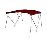 MSC Standard 3 Bow Bimini Boat Top Cover with Rear Support Pole and Storage Boot (Burgundy, 3 Bow 6'L x 46" H x 79"-84" W)