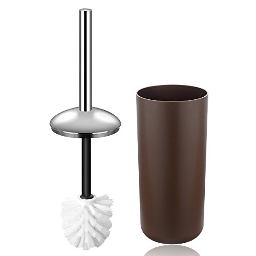Zuvo 6 Pcs Plastic Bathroom Accessory Set Luxury Bath Accessories Bath Set Lotion Bottles, Toothbrush Holder, Tooth Mug, Soap Dish, Toilet Brush, Trash Can, Rubbish Bin (Brown) - Thumbnail 2