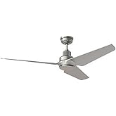 Generation Lighting 3RULSM52BSD Ruhlmann Smart 52" Dimmable Indoor/Outdoor Integrated LED Brushed Steel Ceiling Fan with Remo