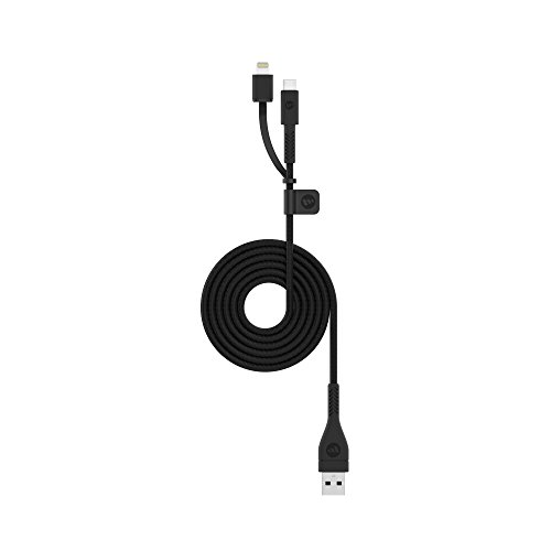 mophie 1.2 Meter PRO Cable - MFI Certified Switch-Tip Lightning Cable to USB-A to Micro USB Made for Apple, Smartphones, Tablet and All Micro USB Devices - Black