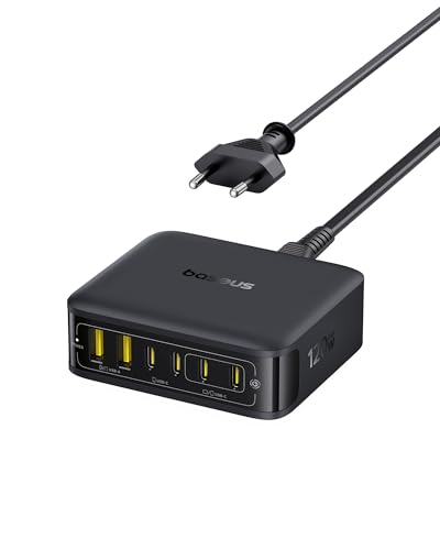 Cargador USB C 120W, Estación de Carga Rápida con 6 Puertos, para iPhone 17/16/15 Serie, MacBook Air, Galaxy, iPad, und Mehr