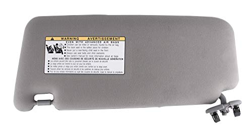 UNIGT Passenger Sun Visor for 2007 2008 2009 2010 2011 Toyota Camry/Hybrid Right Side Sunvisor Replacement, 74310-06750-B0 (Gray/No Sunroof) - Thumbnail 3