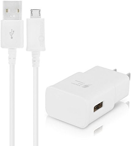 iMocker Fast Adaptive Wall Charger and USB Cable for Galaxy S7 S6/S6 Edge/Edge Plus S6 LG G2 G3 G4 Active Note 5 4 - White