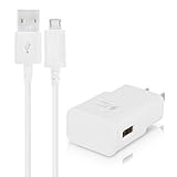 iMocker Fast Adaptive Wall Charger and USB Cable for Galaxy S7 S6/S6 Edge/Edge Plus S6 LG G2 G3 G4 Active Note 5 4 - White