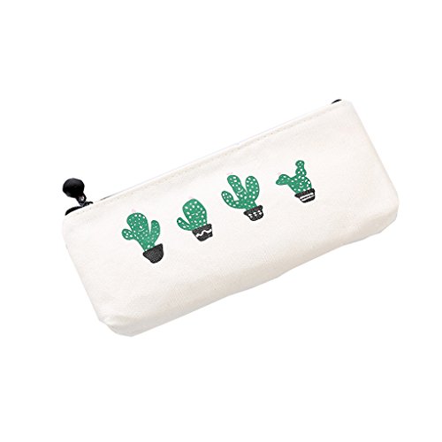 Miaomiaogo Cute Cactus Canvas Zipper Pencil Bags Storage Pen Pouch Pencil Bag - Thumbnail 4