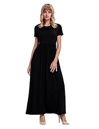zncmrr Mujer Manga Corta Sólido Casual Fruncido largo Maxi vestido vestido de fiesta con bolsillos Plus tamaño