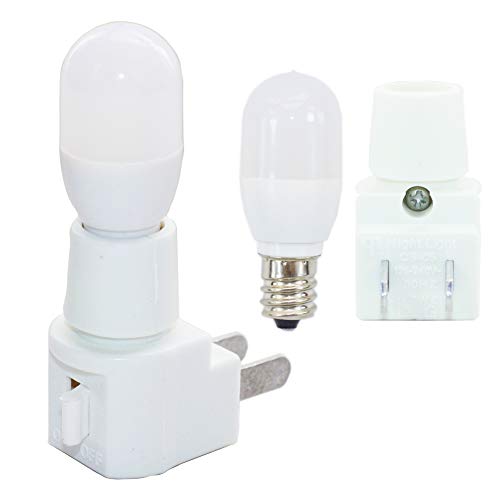 C7 LED Bulb, E12 Candelabra Base Night Light Bulb Lighthouse Lighting, 10Watt Equivalent(1W), 120V Warm White 2700K-3000K Mini Bulb for Refrigerator, Wall Lamp, Candle Lights, with Wall Plug (2-Sets)