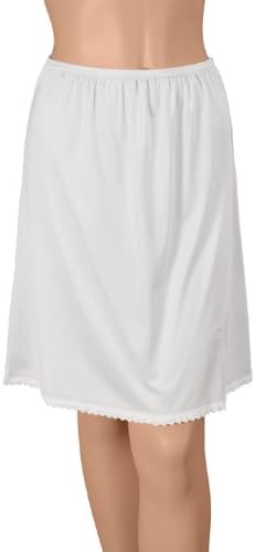 Gemsli Classica Nylon Half Slip with Tiny Lace HK300 WHITE P-30