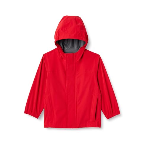 Amazon Essentials Toddler Boys' Waterproof Rain Jacket, Bright Poppy Red, 4T