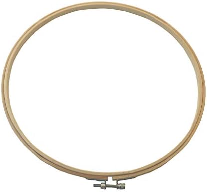 Bamboo embroidery hoop with fabric stretched flat within it, priced at $19.99 as of August 9, 2023.