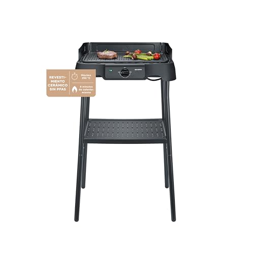 Parrilla Eléctrica de Mesa con Placa de Aluminio y Soporte, Negro PG 8596