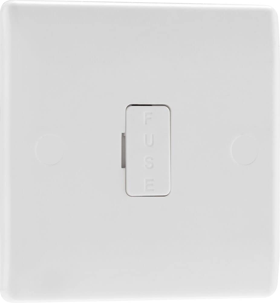 BG Electrical Unswitched Fused Spur Connection Unit, Double Pole, Round Edge, Nexus 800 Series, White Moulded, 13A, 854