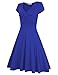 MISSKY Women's Cap Sleeve V Neck Swing Casual Dresses for Women,Blue M