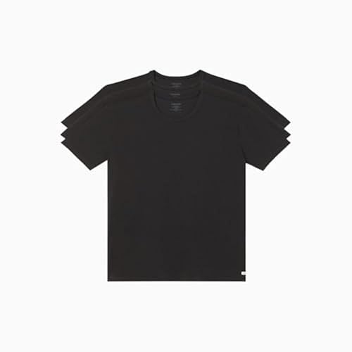 Calvin Klein Mens 100% Cotton T-Shirt Packs , Short Sleeve Crew Neck, Black, Small, Pack of 3