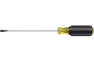 Klein Tools 601-10 Flat Head Screwdriver, Made in USA, 3/16-Inch Cabinet Tip with 10-Inch Round Shank