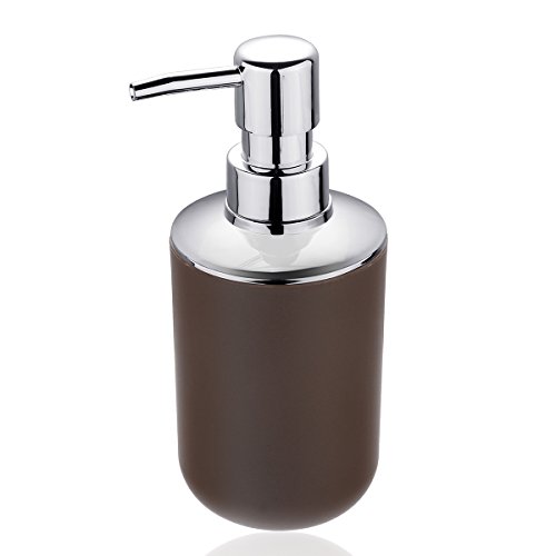 Zuvo 6 Pcs Plastic Bathroom Accessory Set Luxury Bath Accessories Bath Set Lotion Bottles, Toothbrush Holder, Tooth Mug, Soap Dish, Toilet Brush, Trash Can, Rubbish Bin (Brown) - Thumbnail 4