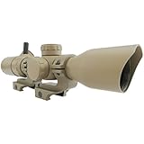 Monstrum Tactical 2-7x32 Rifle Scope with Rangefinder Reticle and Offset Reversible Scope Rings (Flat Dark Earth/Flat Dark Earth Rings)