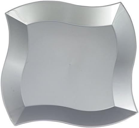 Kaya Collection - Disposable Silver Plastic Wave 7" Salad/Dessert Plates - 2 Pack (20 Plates)