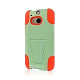 HTC One M8 Case, MPERO IMPACT X Series Dual Layered Tough Durable Shock Absorbing Silicone Polycarbonate Hybrid Kickstand Case for One M8 [Perfect Fit & Precise Port Cut Outs] - Coral / Mint