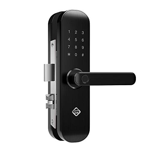 【New】PINEWORLD WiFi and Bluetooth Smart Door Lock, 202Pro Electronic Keyless Entry Door Sash Mortise Lock, 6 Ways to Unlock and Business Manage for Door Lock Security, Handle Reversible (Backset 2'')