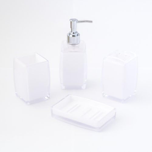 4-Piece Contemporary Acrylic Bathroom Accessory Set - Opaque White