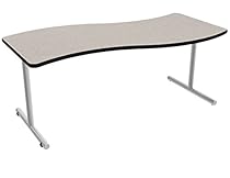 Nomad by Palmer Hamilton ATTGO293072WAVE-GGMSEG Fixed Leg Standard Weight Aero GO T-Base Table with Built in Casters, Metallic Silver Frame, Black Edge Guard, Wave, 72