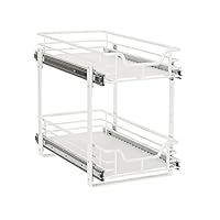 Household Essentials White Glidez 2-Tier Pull Out Cabinet Organizer, 11.5 Inches Wide, 11.5”