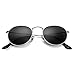 Small Round Vintage Mirror Lenses UV Protection Unisex Sunglasses by HMIAO (Silver Frame, Black) ...