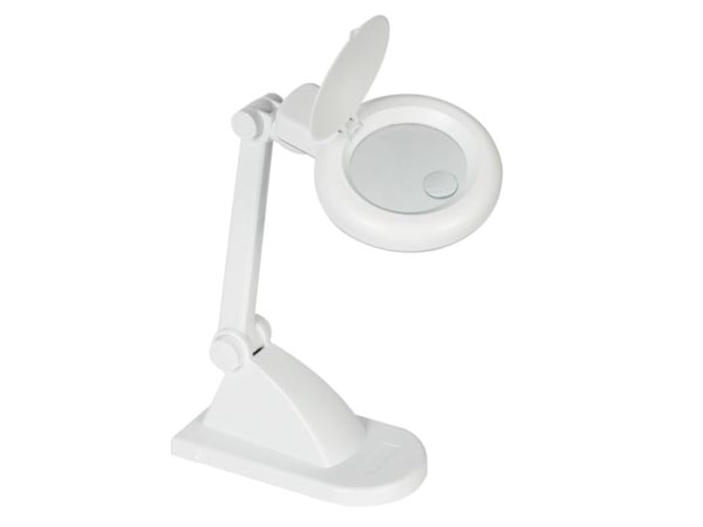 Velleman VTLAMP8 Circular Fluorescent Desk Lamp with Magnifying Glass, 12 W, White