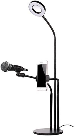 JFtown Selfie Ring Light with Cellphone Stand and Microphone Holder for Live Stream Makeup, 3-Light Mode 10-Level Brightness Adjustment with Lazy Bracket for Bedroom, Office, Kitchen, Bathroom