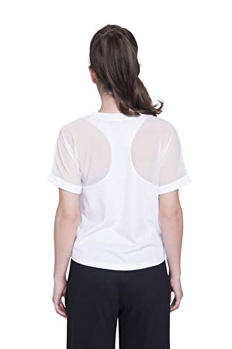 Satva Premium Organic Cotton Racerback Mesh Short Sleeve T-Shirt Round Neck For Yoga Workout Running Sports Training Cycling Jodo Tee, White, Large - Thumbnail 2