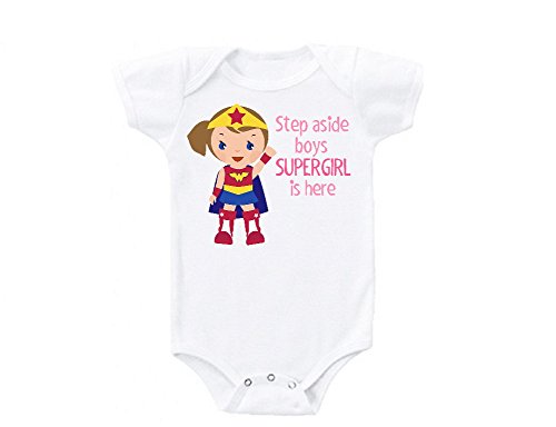 Step Aside Boys SUPER GIRL is Here Super Hero Cute Funny Baby Onesie Gift Novelty Tshirt Costume Babies Bodysuit