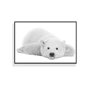 Framed Canvas Wall Art for Living Room, Bedroom Black and White Cute Wild Animals Canvas Prints for Home Decoration Ready to Hanging - 16x24 inches