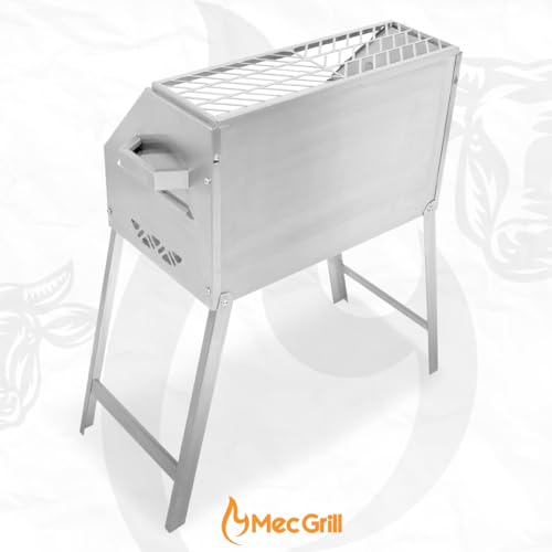 Churrasqueira Aço Inox A Carvão Duas Grelhas Nelore Grill 50x30 Chão Parede Portátil Desmontável Resistente Mec Grill