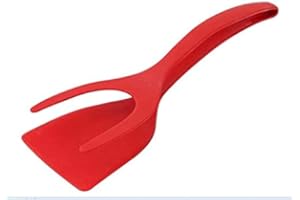 Hemoton Cooking Tongs 2 in 1 Spatula Tong Grip and Flip Tongs Spatula Egg Flipper Turner Egg Spatula Flipper Toaster Tong Kitchen Tong for Steak Omelette Pancake Egg Frying BBQ