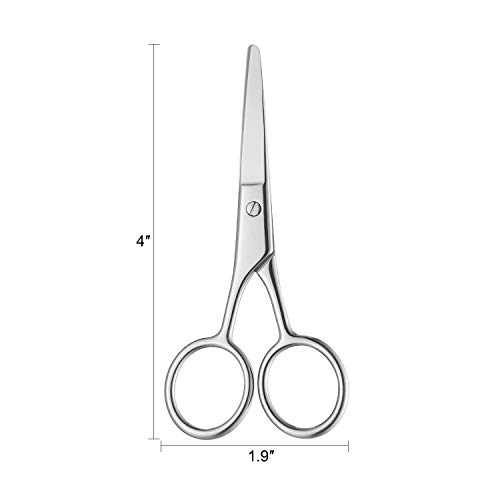 Beard Scissors, Stainless Steel Scissors for Beard, Mustache, Eyebrow, Nose Hair by HAWATOUR
