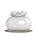 Decor Essential Oil Diffuser Cute Lotus, Mini Ceramic Home Humidifiers Aromatherapy Difuser 200mL 12Hours, Air Purifier Freshener for Office Bedroom Yoga Spa Baby (White)