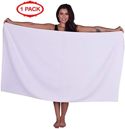 La Calla Turkish Beach Towel - Oversized 35 Inches by 60 Inches Bath Towels - 100% Terry Velour Cotton - Multipurpose Use for Beach Bath and Spa - Eco Friendly Material (Ivory White, 1)