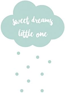DesignClaud Nursery Poster-Sweet Dreams Little One-Mint-Cloud-A3, 29.7 x 42 x 0.1 cm