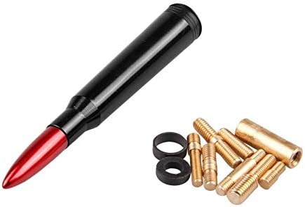 Anngo 50 Cal Caliber Black Bullet Antenna Heavy Gauge CNC Machined Billet Aluminum Short for Ford F150 F250 F350 F450 F550 F650 1997-2018 (Red)