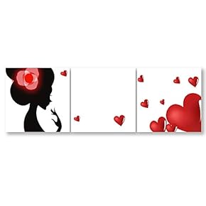 Wall26-3 Panel Canvas Wall Art- Elegant Women Wait for Love -Giclee Painting Wall Bedroom Living Room Home Decoration - 12"x12"x3 Panels