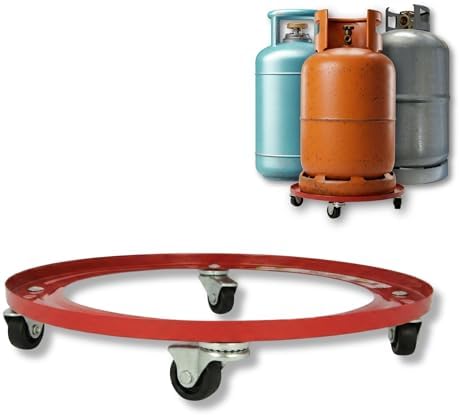 - Suporte para cilindros de butano - Carrinho de transporte com 4 rodas girais - Diâmetro Ø31cm - Carga máxima 30kg - Suporte para tambores e panelas - Cor laranja - Aço de liga