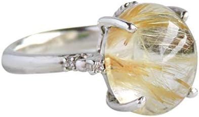 ゴールドルチル ルチル ルチルクォーツ リング 指輪 8 2ct 9号 天然石 パワーストーン キュービックジルコニア 大粒