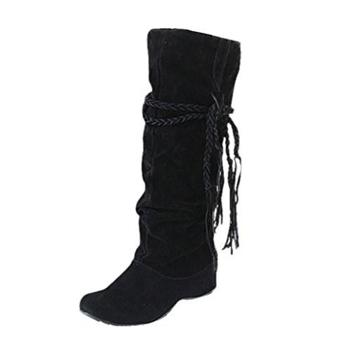 Women Boots, ღ Ninasill ღ Exclusive Heighten Platforms Thigh High Tessals Boots Motorcycle Shoes (7.5, Black) - Thumbnail 4