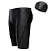 Quick Dry Swim Jammers for Men, Shark Grain Men Swim Trunks Swimsuit Bathing Suits with Swim Cap Gift