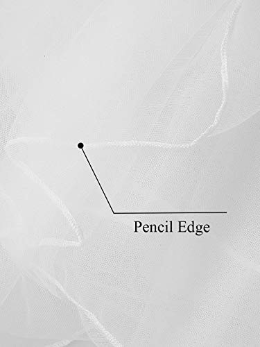 Barogirl 2 tier Wedding Veil Fingertip Length with Pencil Edge Soft Bridal Blusher Veil with Comb (White)