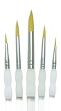 Royal Brush SG303 Soft Grip Round Golden Taklon Fiber Paint Brush Set, Assorted Size (Pack of 5)