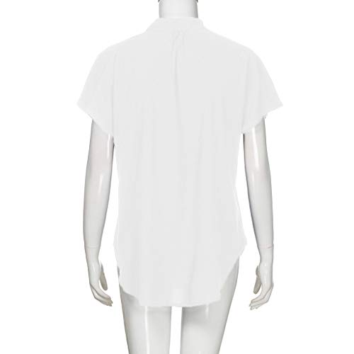 Women's Sexy Tops 2019,Women Ladies Summer Chiffon Solid Short Sleeve Casual Shirt Tops Blouse T-Shirt Under 10 Dollars White - Thumbnail 6