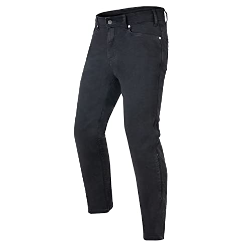 REBELHORN Classic III Mens Motorcycle Jeans, Aramid Fibre Lining, SAS-TEC Knee and Hip Protectors, Regular Fit Black