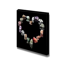 Heart Shape Collection of Semiprecious Gemstones and Birthstones - Canvas Art Wall Art - 12" x 12"